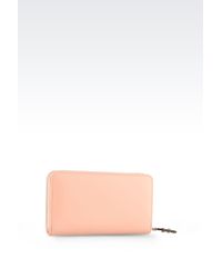 Emporio Armani | Pink Zip Around Wallet In Boarded Calfskin | Lyst