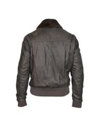 FORZIERI | Dark Brown Leather Bomber Jacket W/ Removable Sheepskin Collar for Men | Lyst