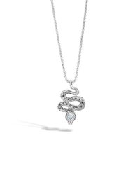 John Hardy | Metallic Cobra Pendant Necklace With Black Chalcedony | Lyst