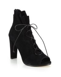 Stuart Weitzman | Black Bound Lace-up Suede Ankle Boots | Lyst