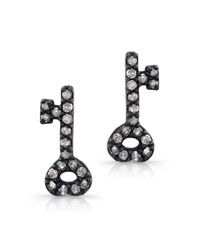 Anne Sisteron - Metallic Sterling Silver Diamond Key Earrings - Lyst
