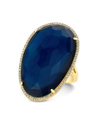 Anne Sisteron - Blue 14kt Yellow Gold Dark Azul Oval Diamond Cocktail Ring - Lyst