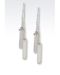Emporio Armani | Metallic Earrings In Silver And Mother-of-pearl | Lyst