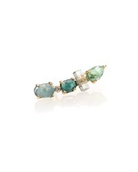Jacquie Aiche | Metallic Green Tourmaline, Aquamarine, Diamond & 14k Yellow Gold Aura Single Ear Cuff | Lyst