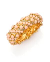 Kenneth Jay Lane | Metallic Cabochon Cluster Pavé Bangle Bracelet | Lyst
