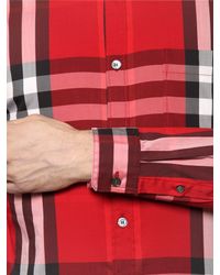 Burberry Brit | Red Nelson Tight-check Sport Shirt for Men | Lyst