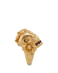 Alexander McQueen | Metallic Punk Rose Skull Ring | Lyst