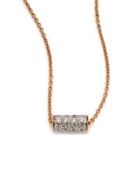 Ginette NY | Pink Diamond & 18k Rose Gold Mini Straw Necklace | Lyst