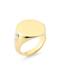 Elizabeth and James - Metallic 'serra' Signet Ring - Lyst