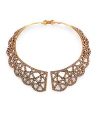 Oscar de la Renta | Metallic PavÉ Scalloped Lace Web Collar Necklace | Lyst