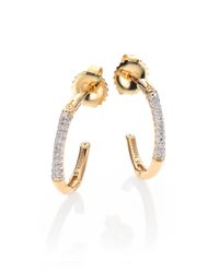 John Hardy | Metallic Bamboo Diamond & 18k Yellow Gold Hoop Earrings/0.6 | Lyst