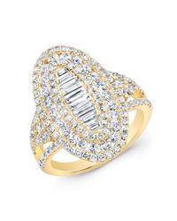 Anne Sisteron - 14kt Yellow Gold Baguette Diamond Era Ring - Lyst