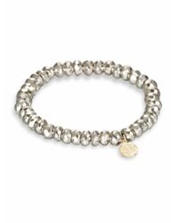 Saks Fifth Avenue | Yellow Pyrite Beaded Mini Disc Stretch Bracelet | Lyst