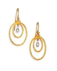 Gurhan | Metallic Hoopla Diamond 24k Yellow Gold Double Oval Hoop Drop Earrings | Lyst