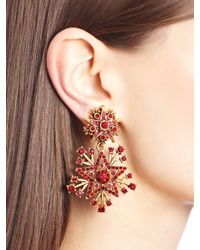 Oscar de la Renta | Red Claret Swarovski Crystal Pavé Star Drop Earrings | Lyst