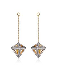 Noor Fares | Metallic Geometry 101 Octahedron Drop Earrings | Lyst
