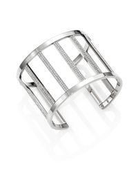 Michael Kors | Metallic Motif Pave Bar Cage Cuff Bracelet/Silvertone | Lyst