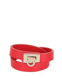 Ferragamo | Red Gancino Triple Wrap Leather Bracelet | Lyst