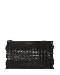 Cutuli Cult | Black Small Croc & Laser-cut Leather Pouch | Lyst