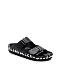 Giambattista Valli | Birken Sandals in Black Leather with Nickel Grommets | Lyst