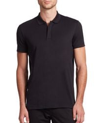 Theory | Black Zip Cotton Polo for Men | Lyst