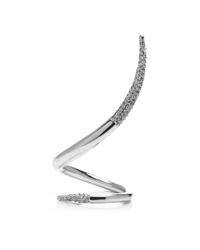Ryan Storer | Metallic Rhodium Plated Wrap Ring With Crystal Pave Tips | Lyst