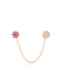 Sydney Evan | Metallic Ruby and Diamond Disc Studs with Chain | Lyst