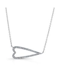 Anne Sisteron - 14kt White Gold Diamond Sideways Heart Necklace - Lyst