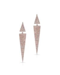 Anne Sisteron - Pink 14kt Rose Gold Diamond Double Triangle Earrings - Lyst