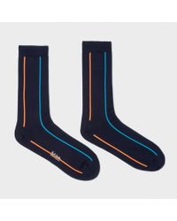 Paul Smith | Blue Men's Neon Vertical Striped Navy Socks for Men | Lyst