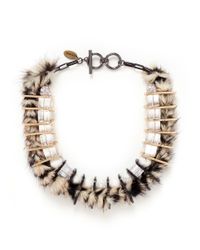 Venna | Multicolor Faux Fur Chain Link Choker Necklace | Lyst