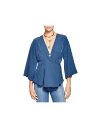 Free People | Blue Grand Piano Wrap Top | Lyst