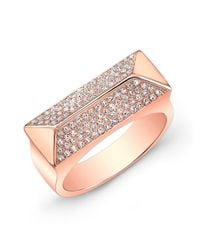 Anne Sisteron | Pink 14kt Rose Gold Diamond Pyramid Bar Ring | Lyst