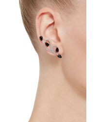 AS29 | Metallic White Gold And Onyx Lucy Earrings | Lyst