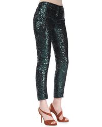 N°21 | Green Sequined Straight-leg Cropped Pants | Lyst