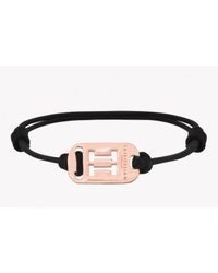 Tateossian | Pink Zodiac 18k Rose Gold Gemini Black Waxed Cord Bracelet for Men | Lyst