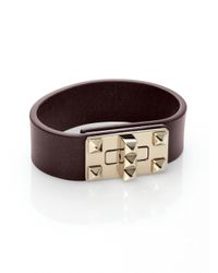 Valentino | Purple Rockstud Leather Turn-Lock Bracelet | Lyst
