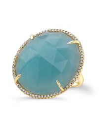 Anne Sisteron - Blue 14kt Yellow Gold Amazonite Diamond Cocktail Ring - Lyst
