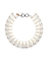 Venna | White Chain Link Resin Pearl Collar Necklace | Lyst