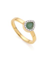 Monica Vinader | Green Naida Mini Lotus Ring | Lyst