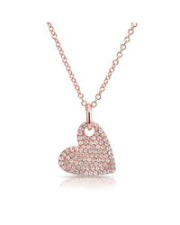 Anne Sisteron - Pink 14kt Rose Gold Hanging Heart Diamond Necklace - Lyst