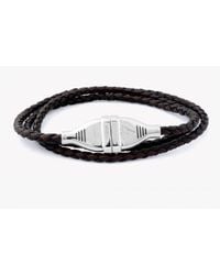 Tateossian | Electric Cable Bracelet In Black And Brown Leather With Silver Clasp for Men | Lyst