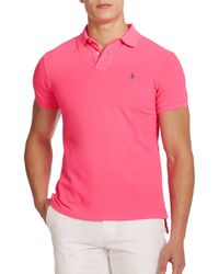 Polo Ralph Lauren | Pink Slim-fit Mesh Polo for Men | Lyst