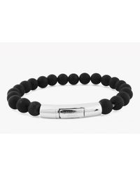 Tateossian - Semi-precious Black Agate Stone Beaded Bracelet for Men - Lyst