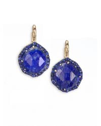 Phillips House | Blue Lenox Lapis Sapphire 14k Yellow Gold Round Leverback Earrings | Lyst