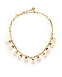 kate spade new york | Metallic Pearly Delight Faux Pearl Charm Necklace | Lyst