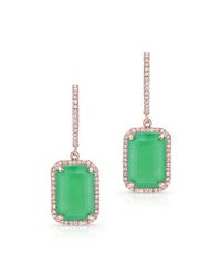 Anne Sisteron - Metallic 14kt Rose Gold Rectangle Chrysophase Diamond Earrings - Lyst