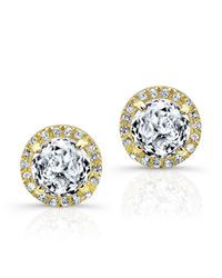 Anne Sisteron - Metallic 14kt Yellow Gold White Topaz Diamond Stud Earrings - Lyst