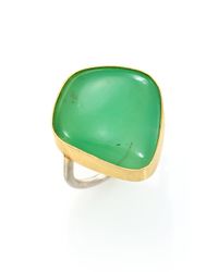 Lena Skadegard | Green Chrysoprase, 18k Yellow Gold & Sterling Silver Cabochon Ring | Lyst