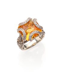 John Hardy | Orange Classic Chain Citrine, Diamond and Sterling Silver Medium Braided Ring | Lyst